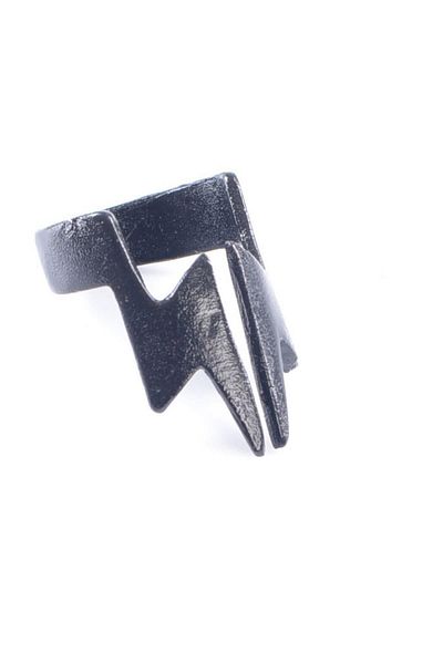 LABALABA Men's Black Oxide Plated Lightning Ring