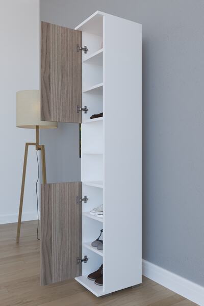 Genel Markalar Birnurpazar Ahenk 8 Raflı 2 Kapaklı Çok Amaçlı Boy Dolabı Cordoba