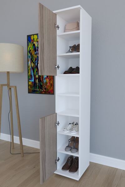 Genel Markalar Birnurpazar Ahenk 8 Raflı 2 Kapaklı Çok Amaçlı Boy Dolabı Cordoba