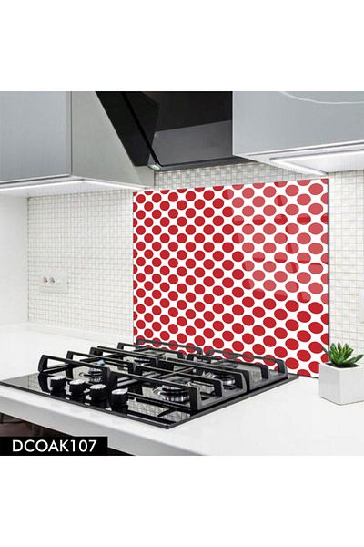 PaulPi 76x49.5 cm Red Gingham Patterned Glass Stove Back Protector