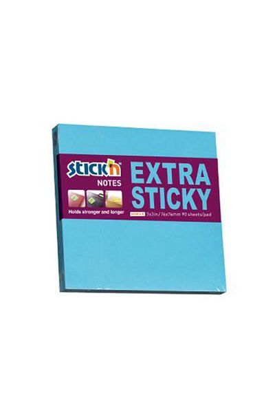 Gıpta Hopax Stickn 21673 Extra Adhesive Note Paper Extra 90 Sheets 76x76 Mm Neon Blue (12 Cob)
