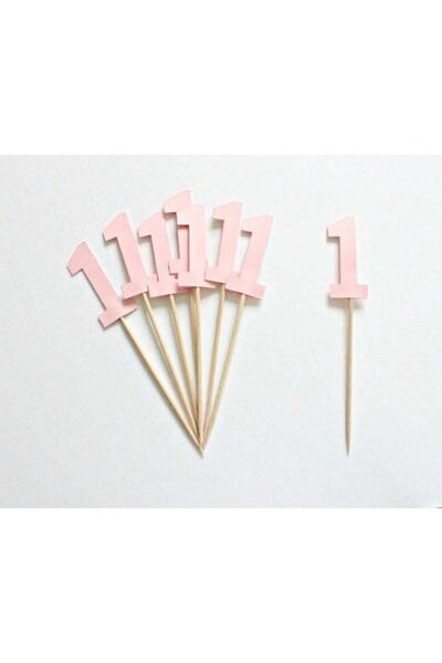 Colorofstory 12'li Pembe 1 Rakamı Cupcake Çubuğu
