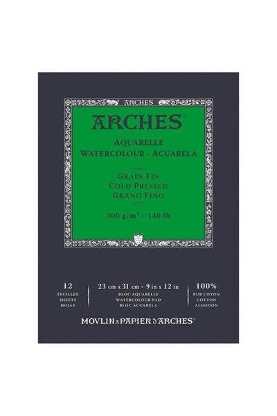 Arches كتاب ألوان مائية - أبيض طبيعي، ضغط بارد، 300 جرام، 23x31 سم، 12 ورقة