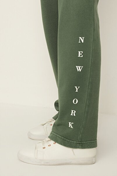 Select Moda Pantaloni de sport verzi pentru femei cu fermoar