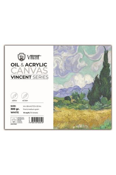Vincent Oil & Acrylic Canvas White Tuval Dokulu Blok 300 gr 44x56 Cm 10 Sayfa