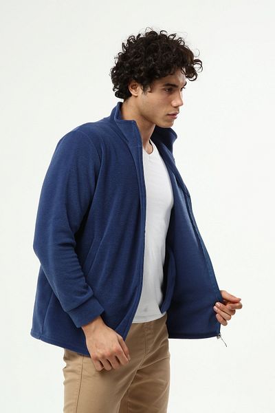 Kardelen Butik Ümraniye Men's Blue Fleece Cardigan