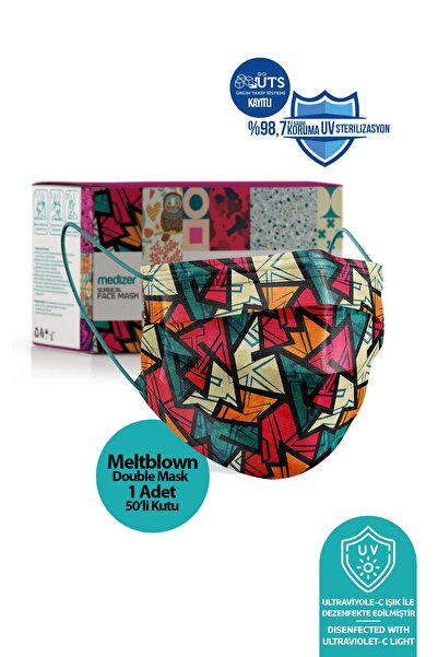 Medizer Meltblown New Young Desenli Cerrahi Maske 50 Adet - Telli