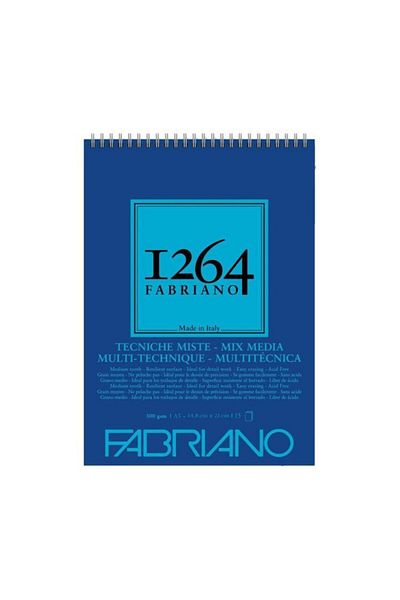 Fabriano 1264 ميكس ميديا دفتر متعدد الأغراض 300 جرام A5 15 Yp حلزوني علوي