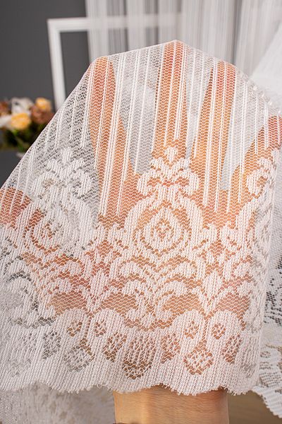 perdealemi Striped Skirt Damask Tulle Curtain 300x260 Tight Pleat 1/3