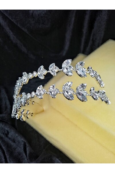 YAĞIZ BİJUTERİ Coroana de mireasa cu cristale duble