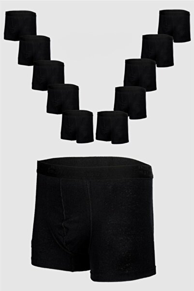 BLACK SWALLOW 10'lu Erkek Siyah Pamuklu Likralı Boxer