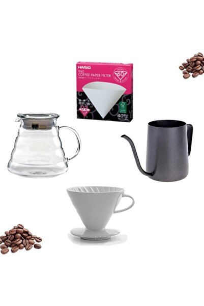 Genel Markalar Barista Dripper Filter Coffee Set (4'lü Set) - Beyaz