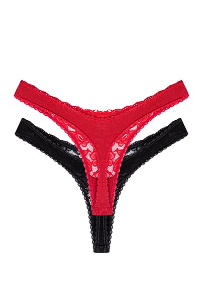 Perita.Life Women's Lacy 2-Piece (Red+black) String, Panties
