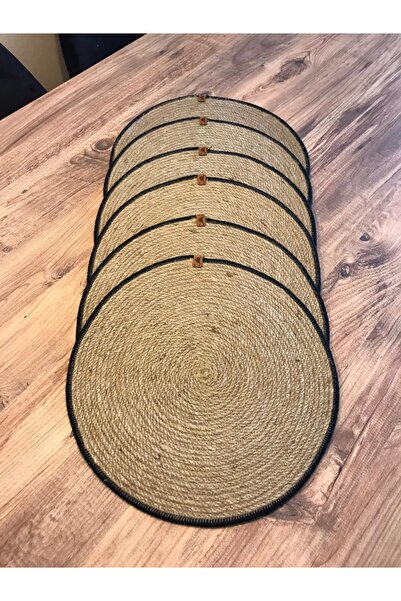 AYŞE SERHOŞOĞLU HOME DESİGN 6 Pieces Placemat, Wicker Tableware Set, Plate Mat, Silicone-Free, Machine Stitched