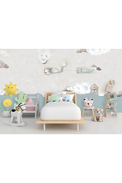 adalidekor Uçak Ve Bulutlar Çocuk Odası Duvar Kağıdı