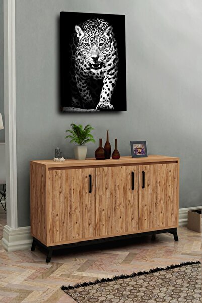 ALLEGORYA Kanvas Duvar Tablosu Kaplan Temalı Dekoratif Tablo Polyester Kumaş