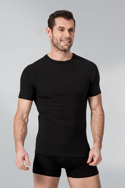 Namaldı Ανδρικό μαύρο θερμικό μπλουζάκι με κοντό μανίκι