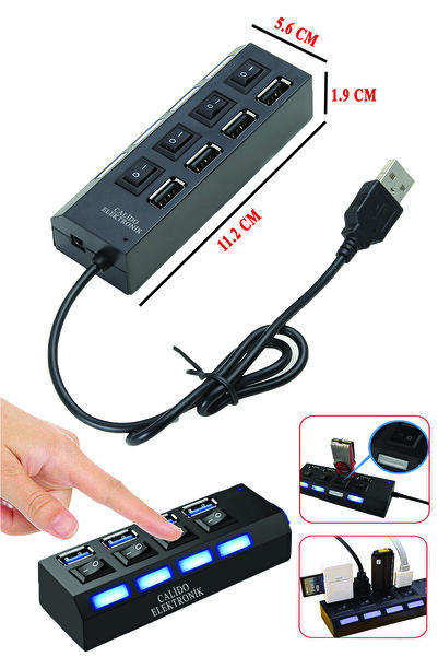 Calido Elektronik 4 Port Usb 2.0 Hub Çoğaltıcı Çoklayıcı Swıtch 4863p Anahtar...