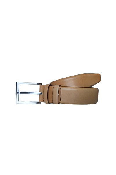 Kar-Pa Genuine Leather Mustard Color Fabric Trouser Belt, 3.5 Cm