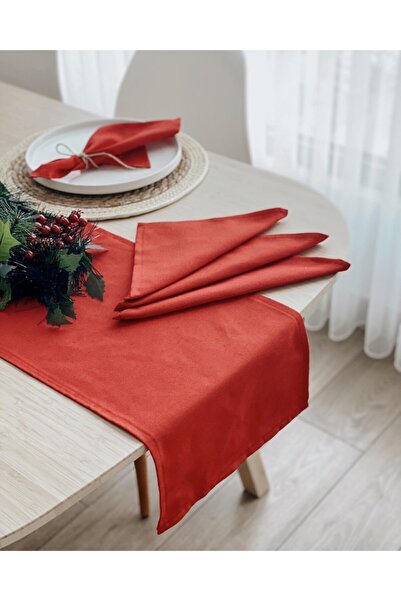 Hestia Home Yılbaşı Runner Ve Peçete Seti Kırmızı