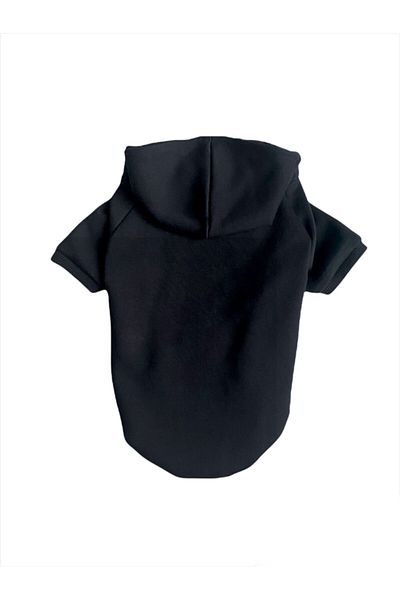 Luli Pet Basic Black Hooded Cat Dog Sweatshirt