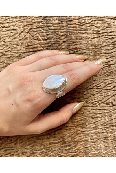 Apricity Silver Gümüş Doğal Sedef Taşlı Ayarlanabilir El Işi Yüzük