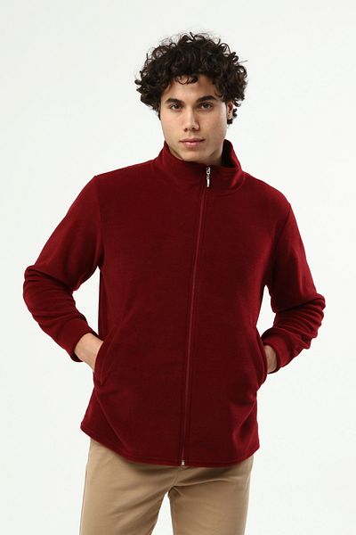 Kardelen Butik Ümraniye Men's Burgundy Fleece Cardigan