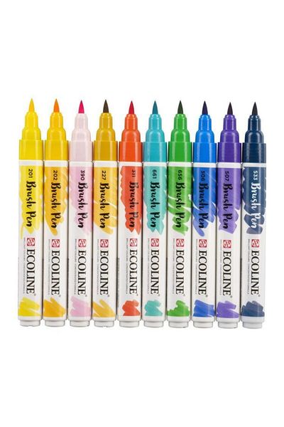 Talens Ecoline Brush Pen Brush Tip Pen 10 Color Set Illustration