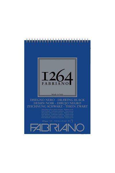 Fabriano 1264 رسم أسود متعدد الأغراض دفتر أسود 200 جرام A5 20 Yp مع حلزوني علوي