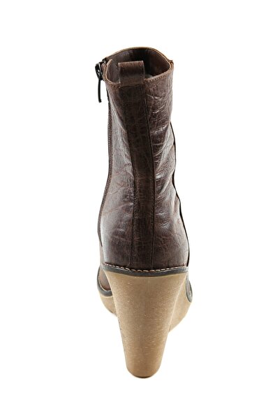 CANES AYAKKABI Kadın Kahve Deri Içi Kürklü Kauçuk Alt Bot