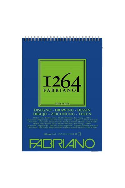 Fabriano 1264 دفتر رسم ورقي 180 جرام A3 50 Yp حلزوني علوي