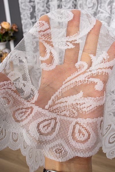 perdealemi Shawl Pattern Knitted Plain Tulle Curtain, 300x260, Sparse Pleat, 1/2