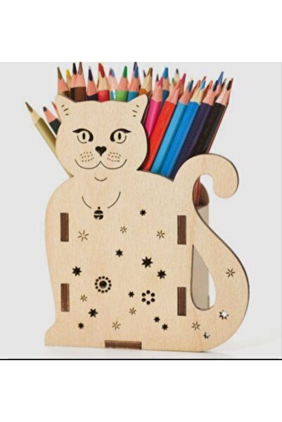 Şubat Suport pentru pixuri pentru pisici, din MDF, cu design tăiat cu laser