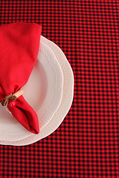 renkli sipariş New Year's Tablecloth Red Black Checkered