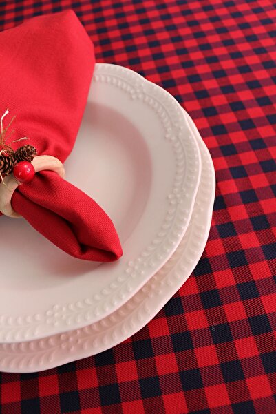 renkli sipariş Nova godina Stolnjak Crvena mornarsko plava Karirano