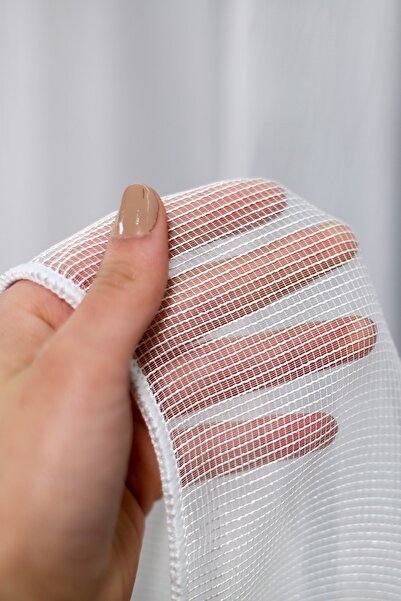 MEVVA HOME Düz Eteği Kurşunlu Çelik Örme Tül Perde(1x3 Sık Pileli)