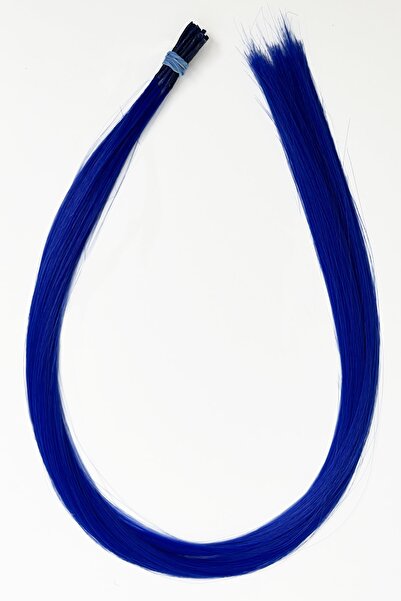 Eva Peruk 20 Adet Fiber Sentetik Parlament Mavi Renkli Boncuk Postiş Kaynak Saç