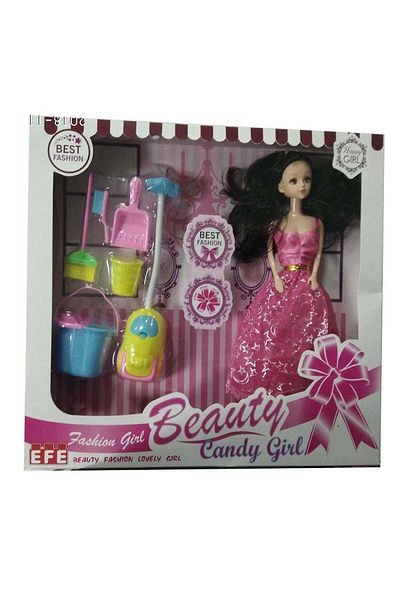 Efe Candy Girl Doll with Toy Cleaning Set /