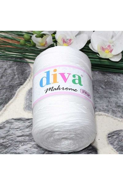 Diva İplik Πολύπι Μακραμέ 250 gr 01 Λευκό