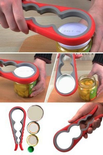 QNİAY 4 Function Silicone Bottle Jar Lid Opening Apparatus on Metal