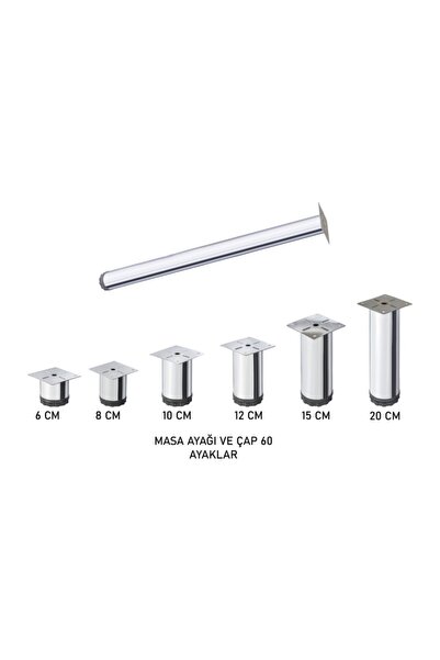 Ulaş Hırdavat Ayarlı Üstü Krom Kaplama Metal Baza Ayak - 20 Cm 10 Adetli Alım