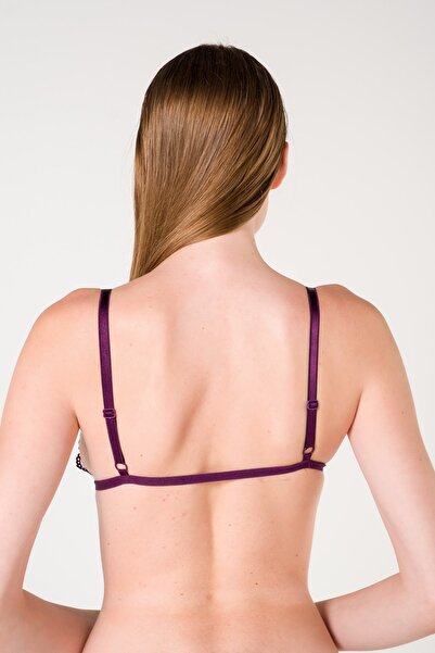 Top Step Kadın Mor Kapsız Dantelli Önden Klipsli Bralet