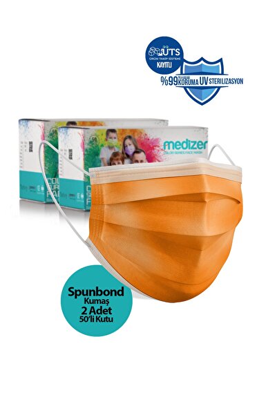 Medizer Spunbond Turuncu Cerrahi Maske 100 Adet - Telli