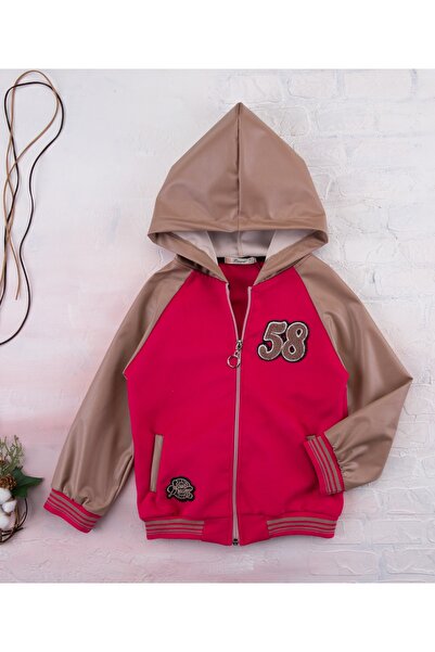 BÜŞRA 58 Stamp Hooded Zippered Pocket Girl's Fuji College Cardigan