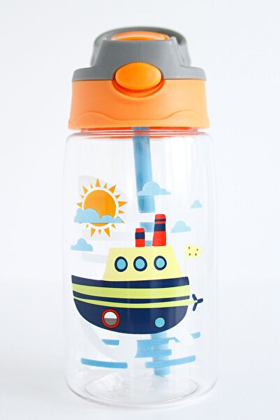 forte luva Turuncu Gemi Desenli Emzikli 420 Ml Su Matarası