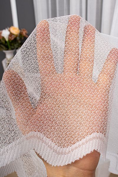 perdealemi New Modern Pattern Knitted Plain Tulle Curtain, 250x260, Sparse Pleat, 1/2