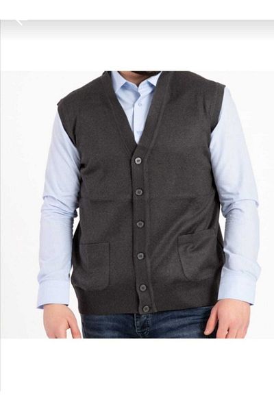 HMZ GİYİM Men's Thin Wool Knitted Smoked Knitwear Vest