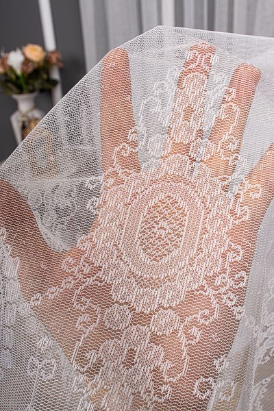 perdealemi New Design Patterned Knitted Plain Tulle Curtain 450x270 Sparse Pleat 1/2