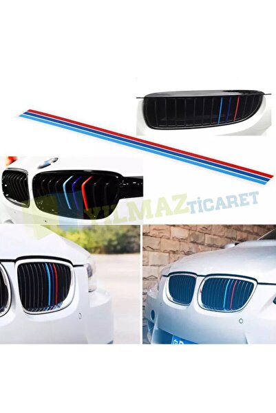 yılmazetic Bmw M Çizgi Şerit Panjur Ön Izgara Oto Sticker Yapıştırma Etiket (...