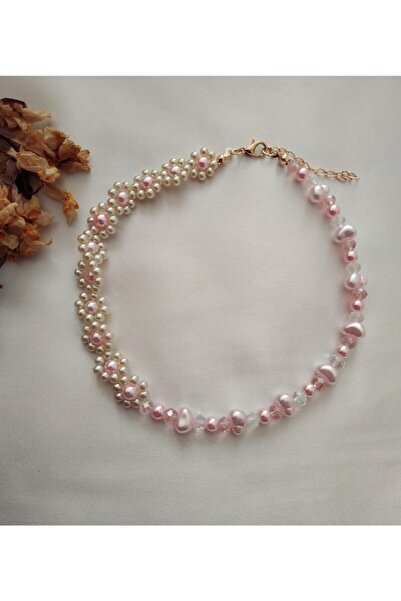 Fata Morgana Accessory Çiçekli Barok Incili Kristal Boncuk Kolye